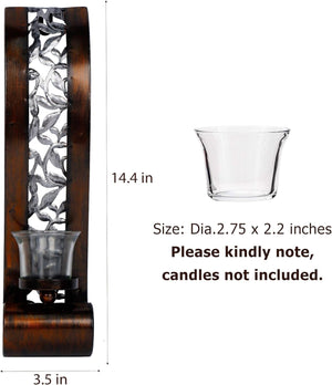 Set of 2 candle light bronze bathroom light metal glass wall light