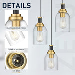 3-light pendant light black & gold hanging lamp glass, metal corridor light