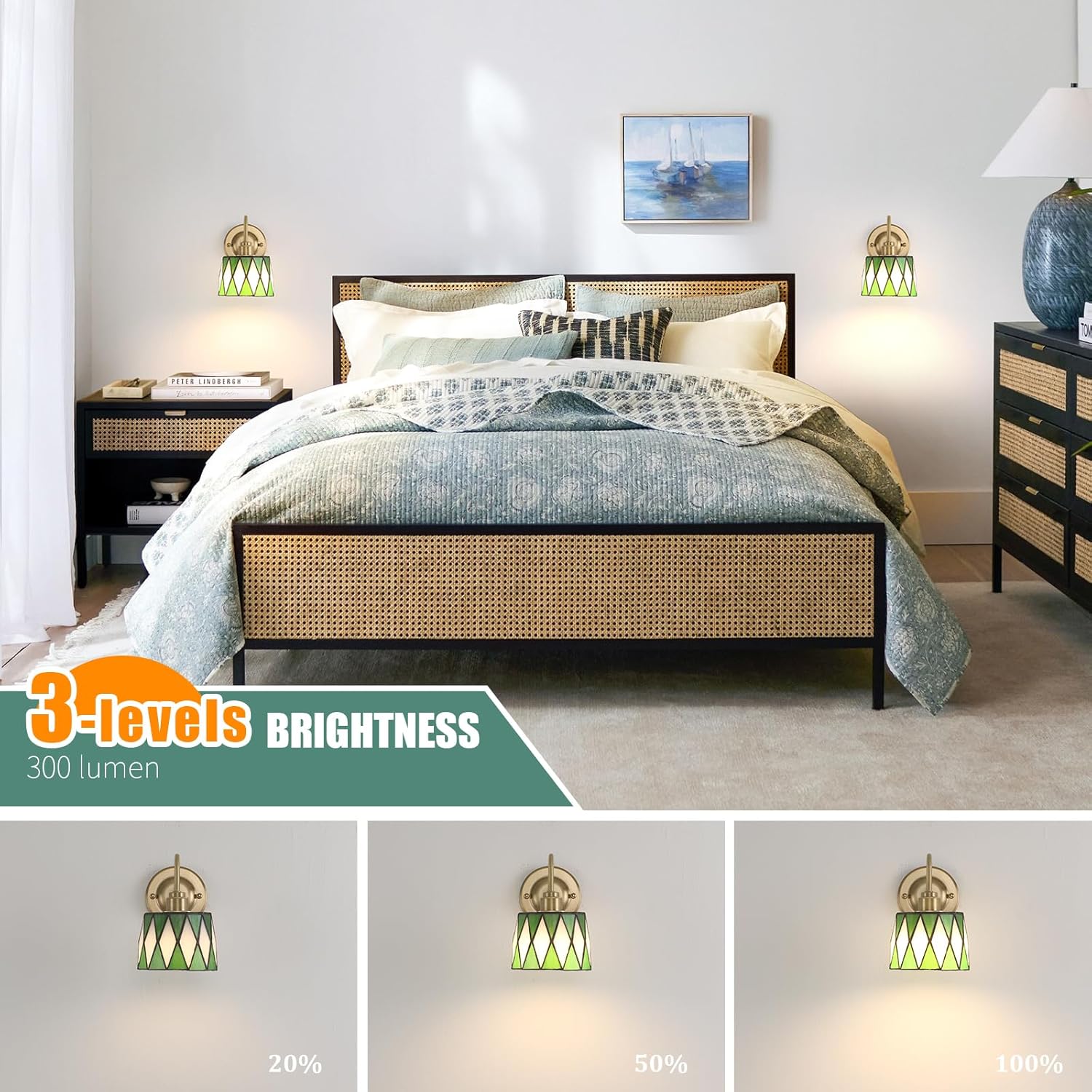 Led bedroom light green checker wall light glass hallway light