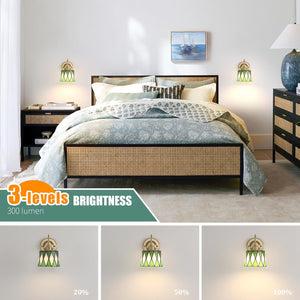 Led bedroom light green checker wall light glass hallway light