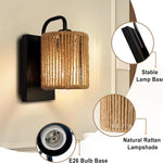 Bohemian bathroom light rattan wall light hemp rope,metal fixtures light