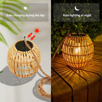 Waterproof solar lantern natural hanging light rattan patio light