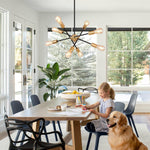8 lights pendant light black and gold entryway light iron sputnik light
