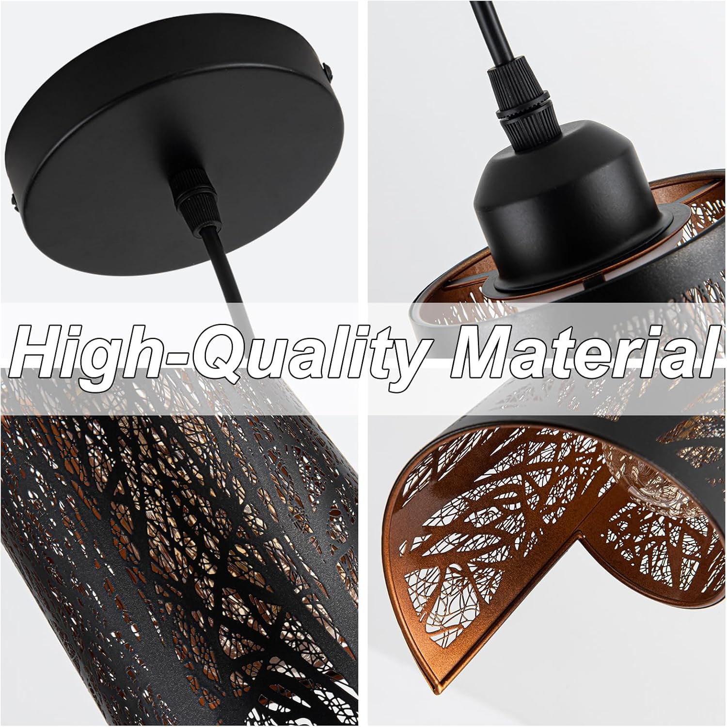 3 Pack bedroom light black and gold pendant light metal fixture light