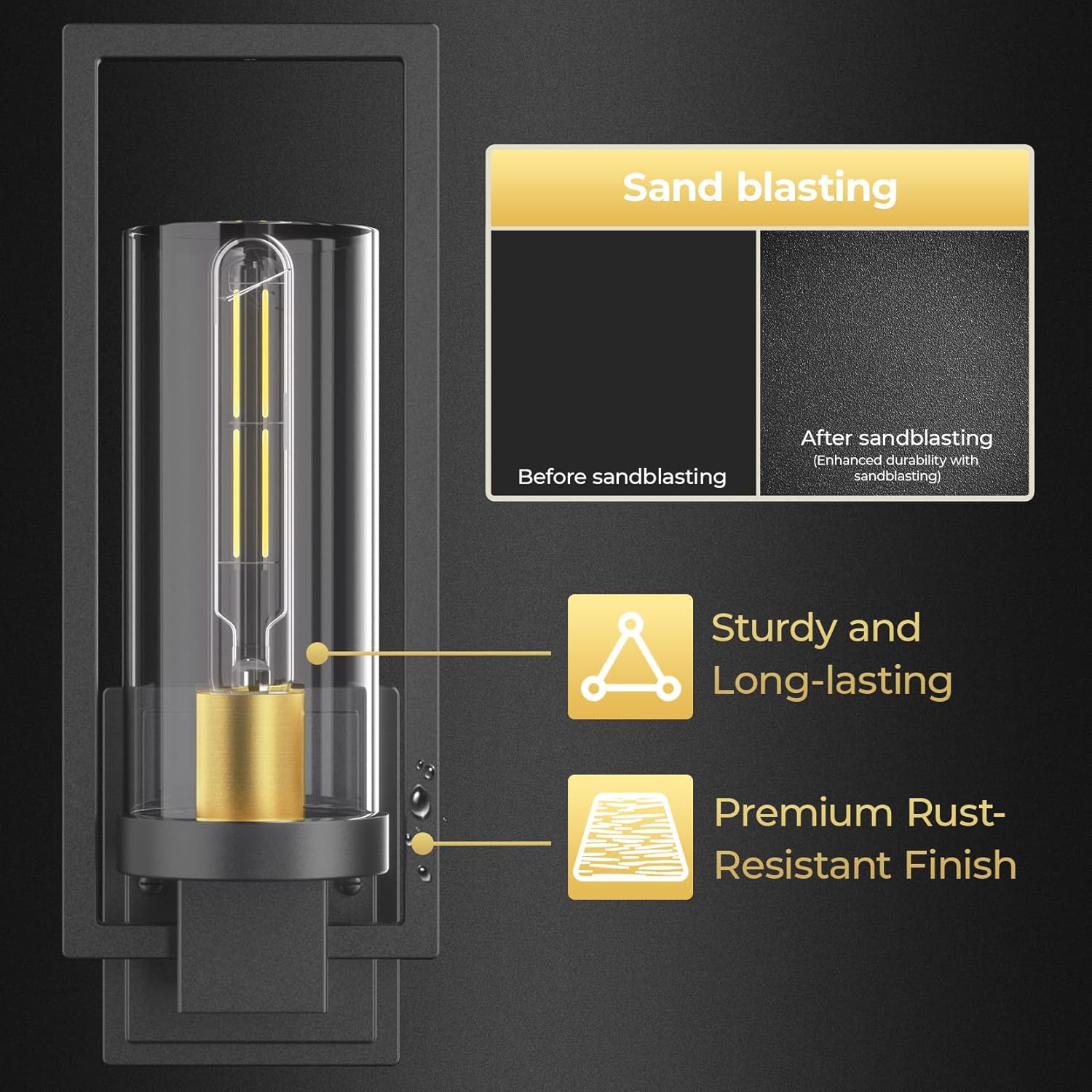 Wall light black and gold hallway light aluminum, glass bedroom light
