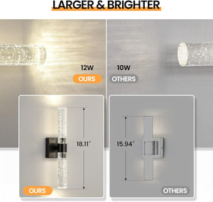 Led vanity light black wall light metal, crystal kitchen light
