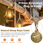 Rustic bedroom light black pendant light wood & hemp rope cable hanging light