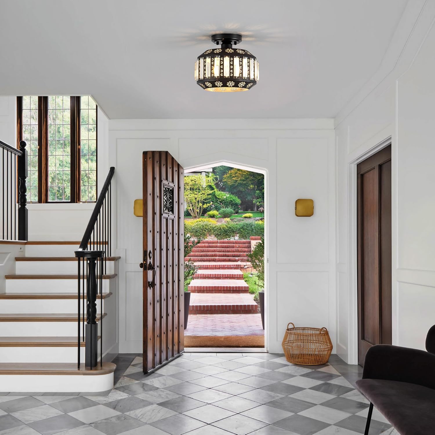 1 light entryway light black hallway light metal ceiling light