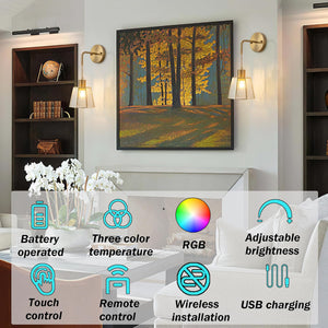 Set of 2 bedroom light transparent wall light metal bedside light
