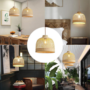 Farmhouse bedroom light beige pendant lights ‎rattan,metal chandelier light