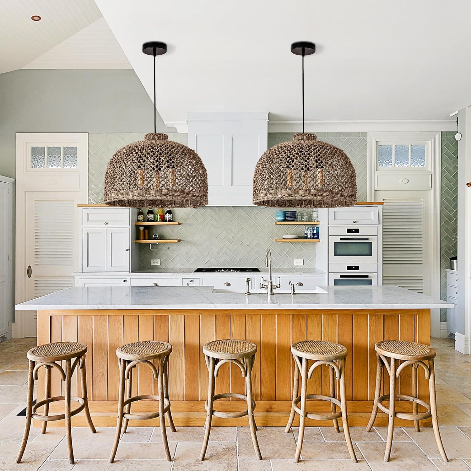 18.9in rattan hallway light brown pendant lights rattan, seagrass, bamboo chandelier light