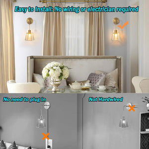 Set of 2 bedroom light transparent wall light metal bedside light