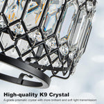 Led chandelier light black+clear entryway light glass, metal ceiling light