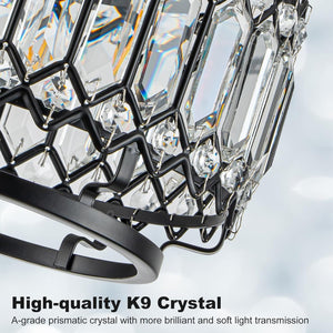 Led chandelier light black+clear entryway light glass, metal ceiling light