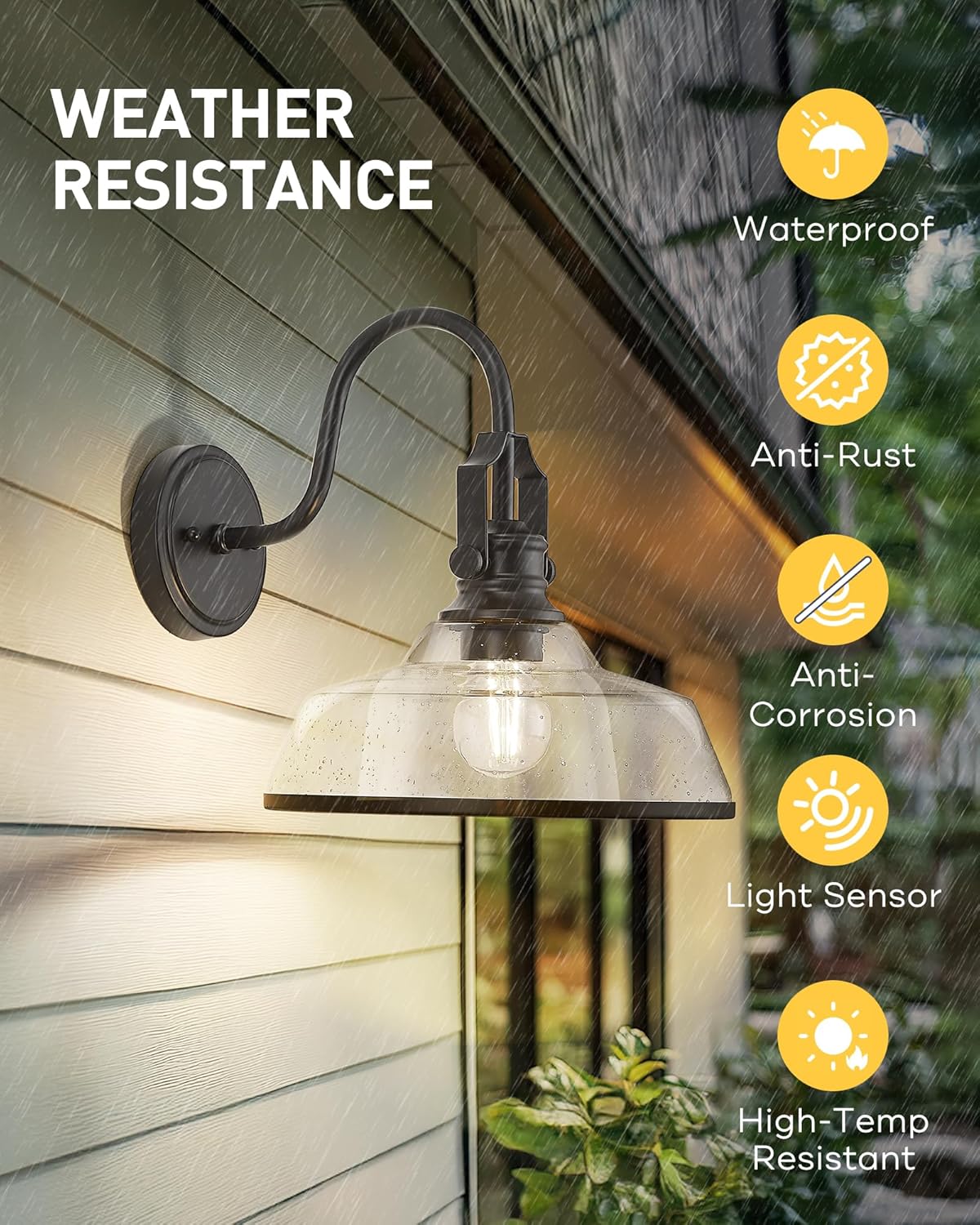 1 pack garage light black porch light glass, metal wall light