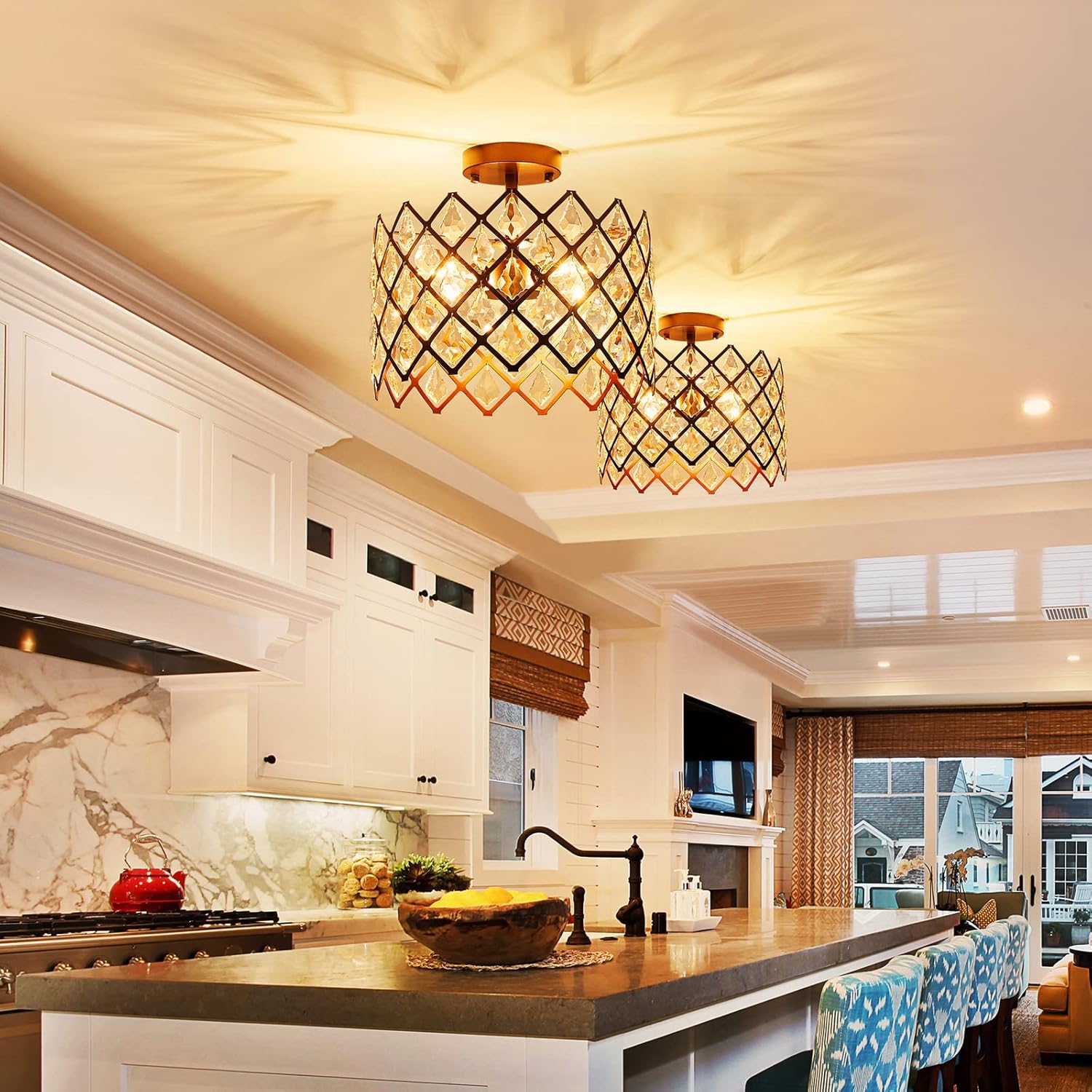 3-light ceiling light bronze hallway light metal, crystal kitchen light