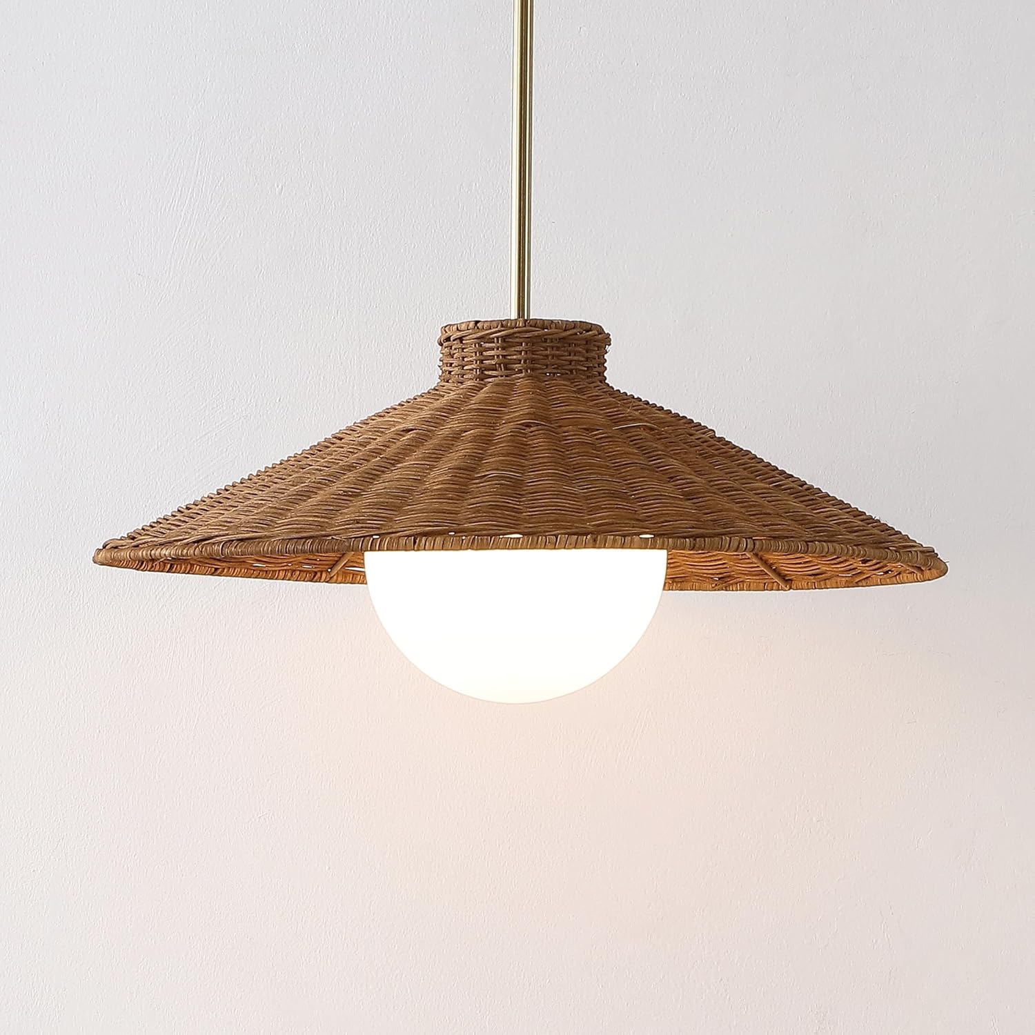 Rustic pendant light natural/brass chandelier lamp rattan hanging light