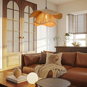 Rustic pendant light dark brown chandelier lamp jute rope hanging light