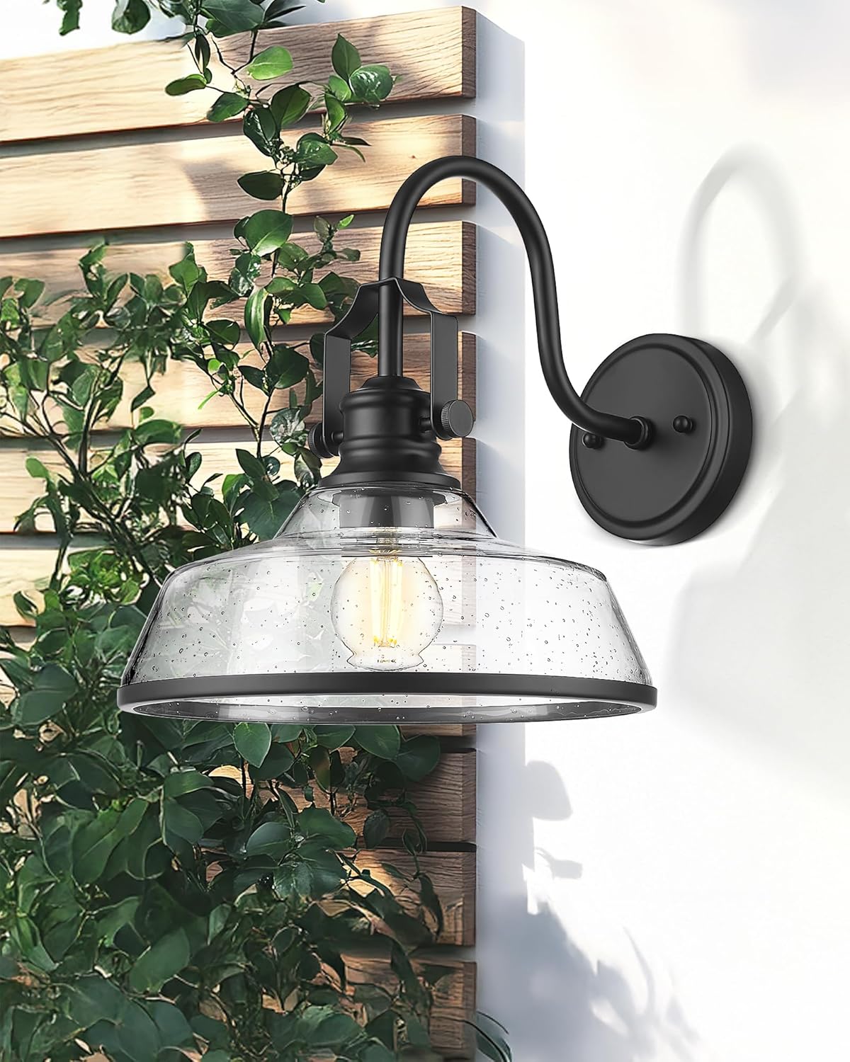 1 pack garage light black porch light glass, metal wall light