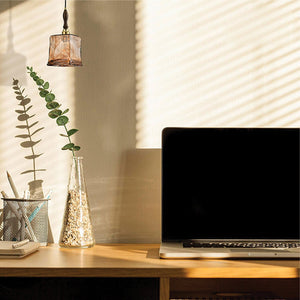 Rectangular pendant light golden amber hanging light glass metal fixture light