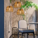 Handmade chandelier light brown pendant light bamboo rattan, polyvinyl chloride patio light