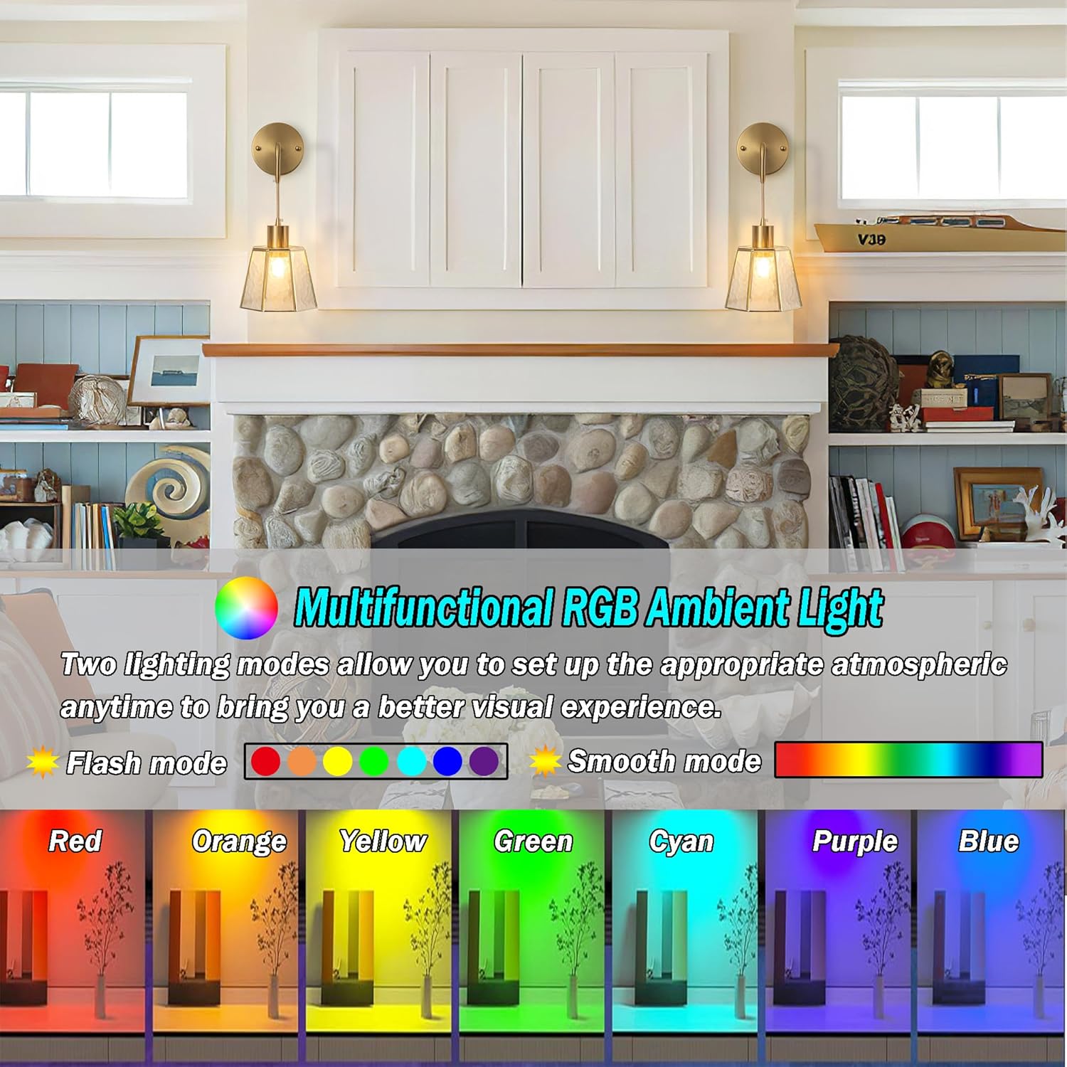 Set of 2 bedroom light transparent wall light metal bedside light