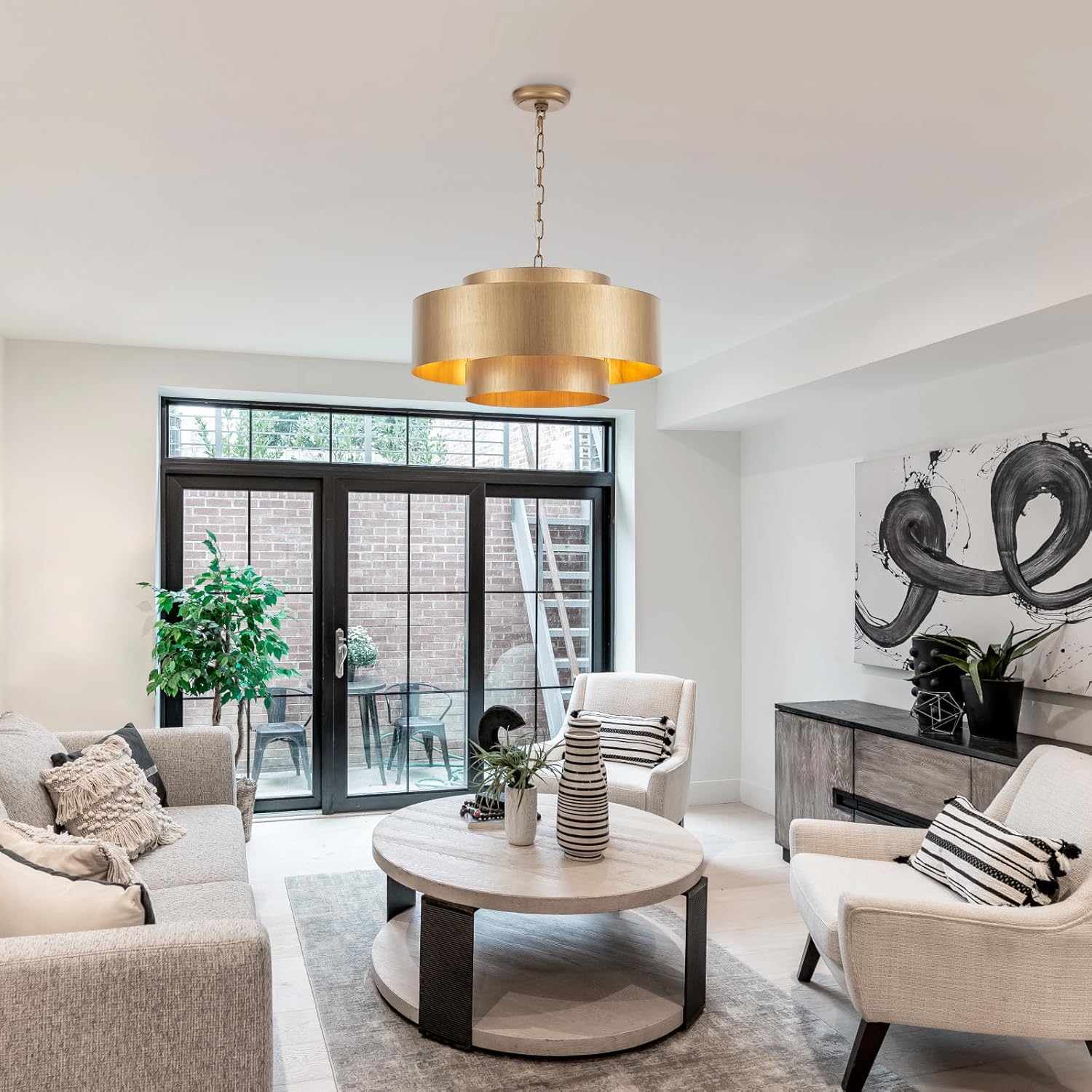 Three round modern pendant light metal kitchen light brass bedroom light