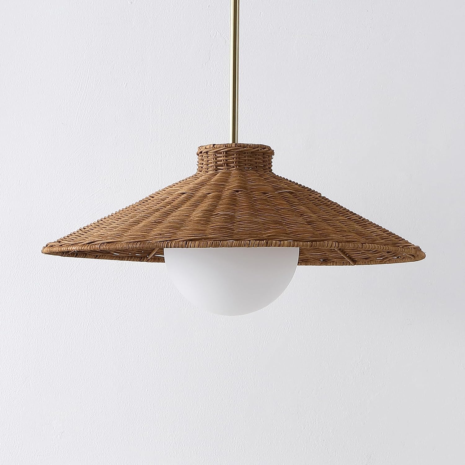 Rustic pendant light natural/brass chandelier lamp rattan hanging light