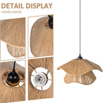 Rustic pendant light dark brown chandelier lamp jute rope hanging light