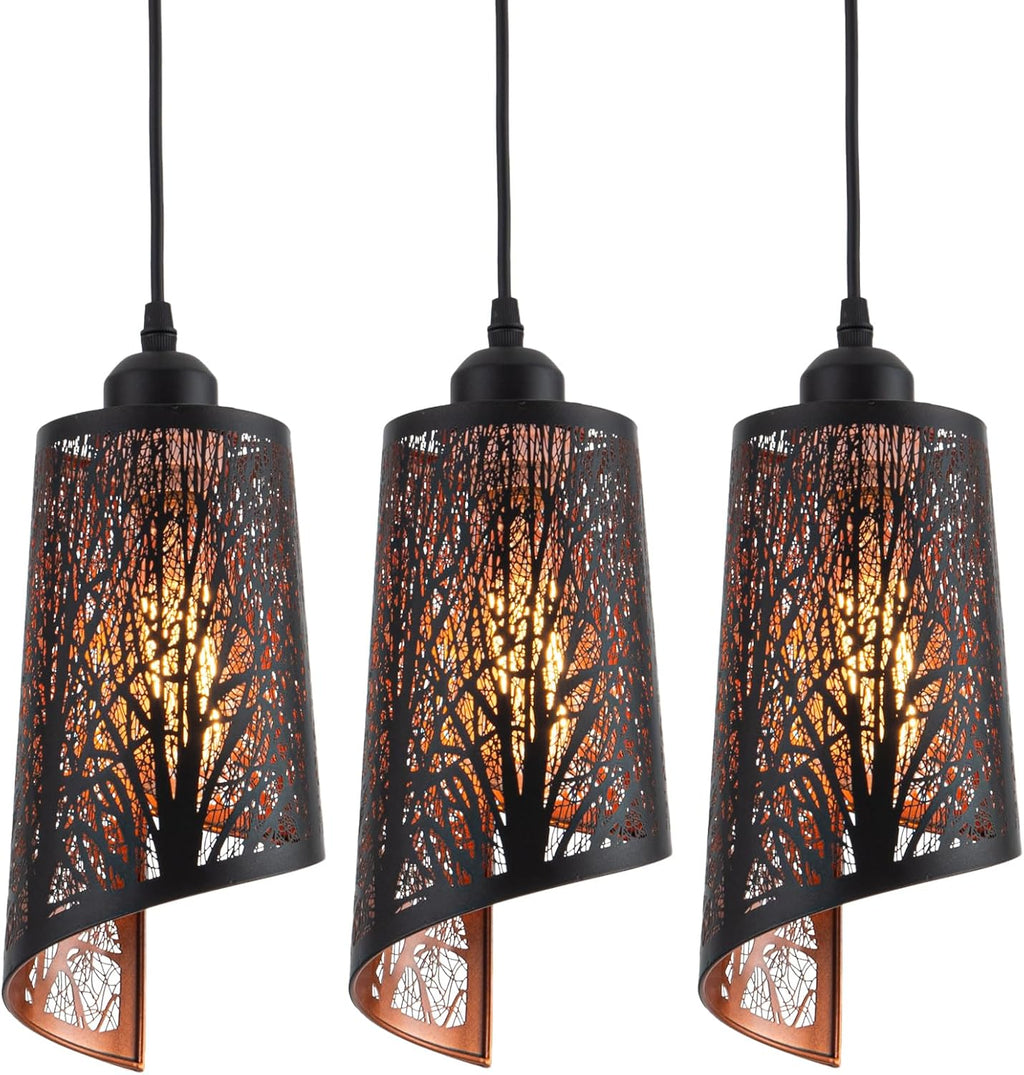 3 Pack bedroom light black and gold pendant light metal fixture light