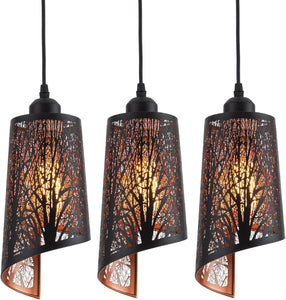 3 Pack bedroom light black and gold pendant light metal fixture light