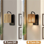 Bohemian bathroom light rattan wall light hemp rope,metal fixtures light