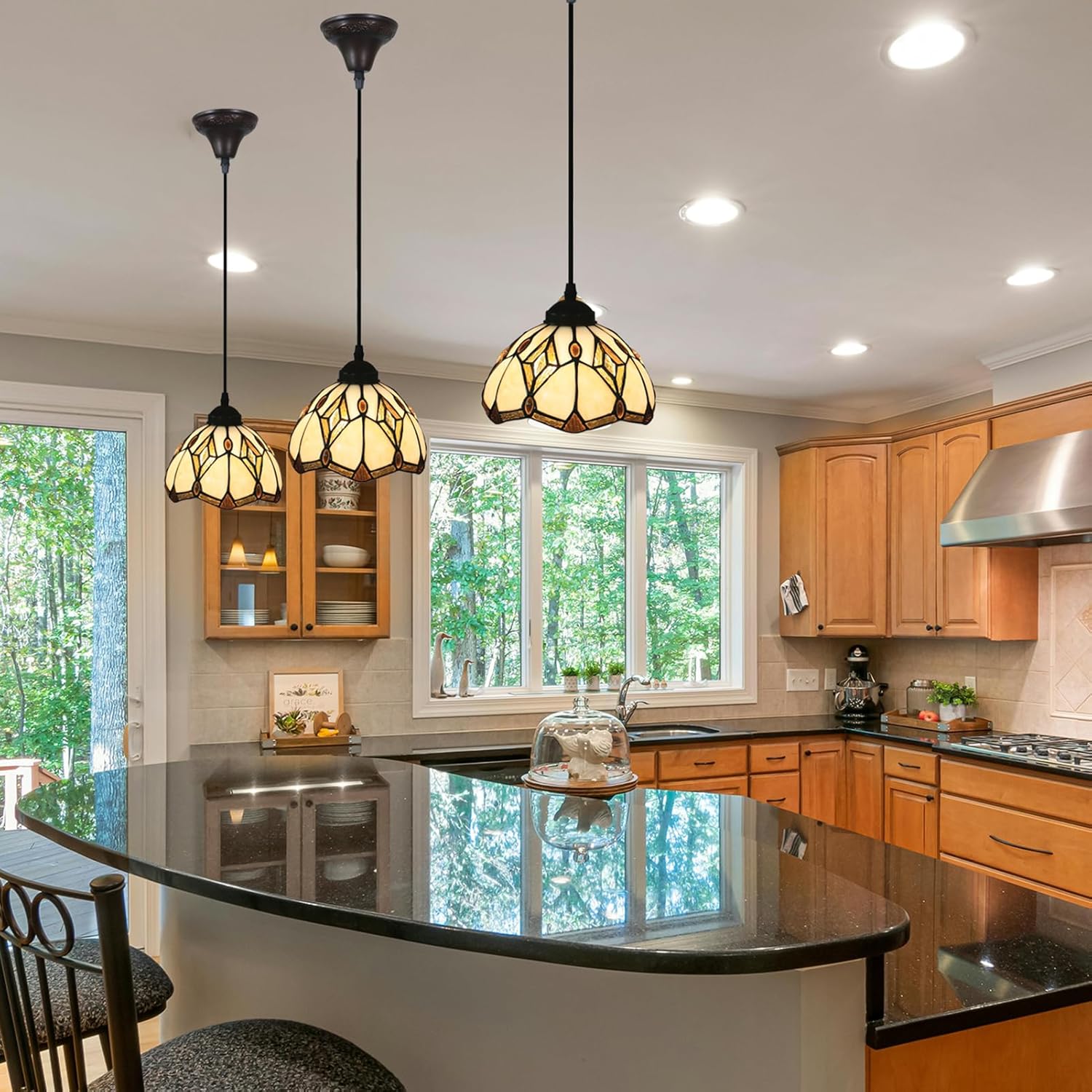 Tiffany pendant light black hanging lamp glass ceiling light