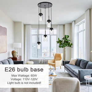 5-light hanging light black chandelier light metal pendant light