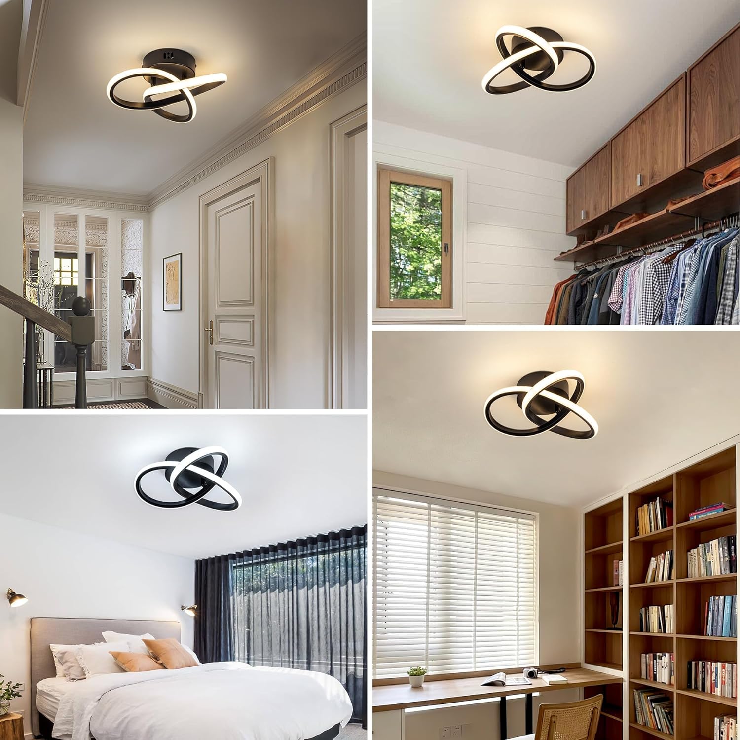 Led ceiling light black entryway light aluminum chandelier light