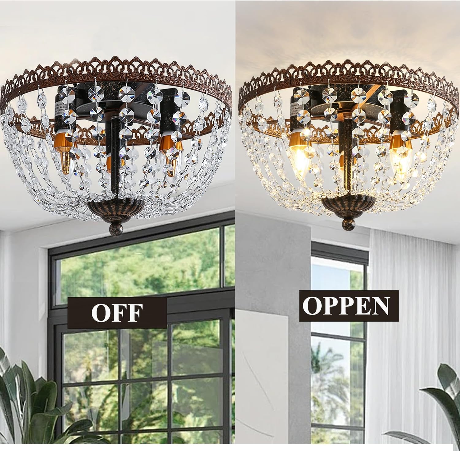 3-lights chandelier light bronze hallway light crystal, metal ceiling light