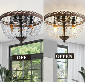 3-lights chandelier light bronze hallway light crystal, metal ceiling light