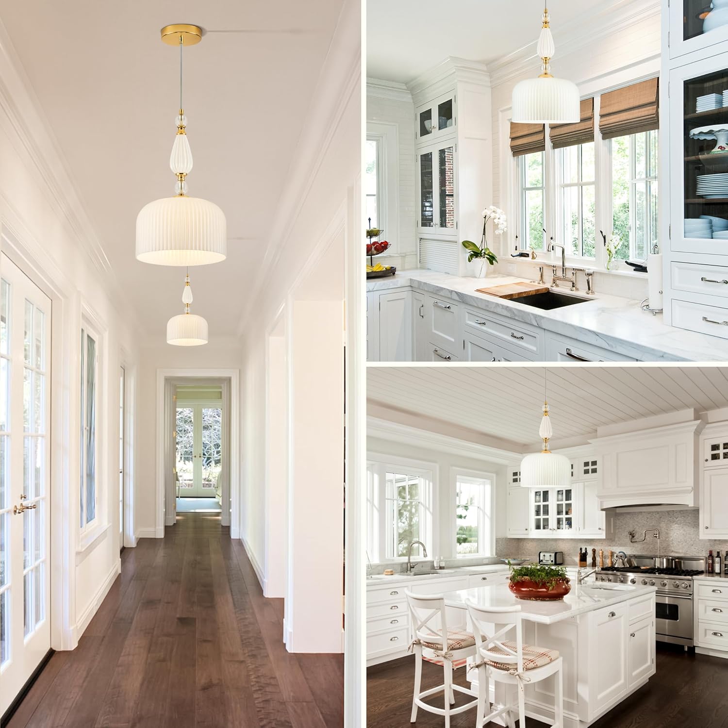 Adjustable pendant lights milk white kitchen island lights metal/glass/ceramics hanging lamp