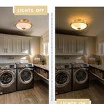 2-light flush mount light brass kitchen light glass, metal ceiling light