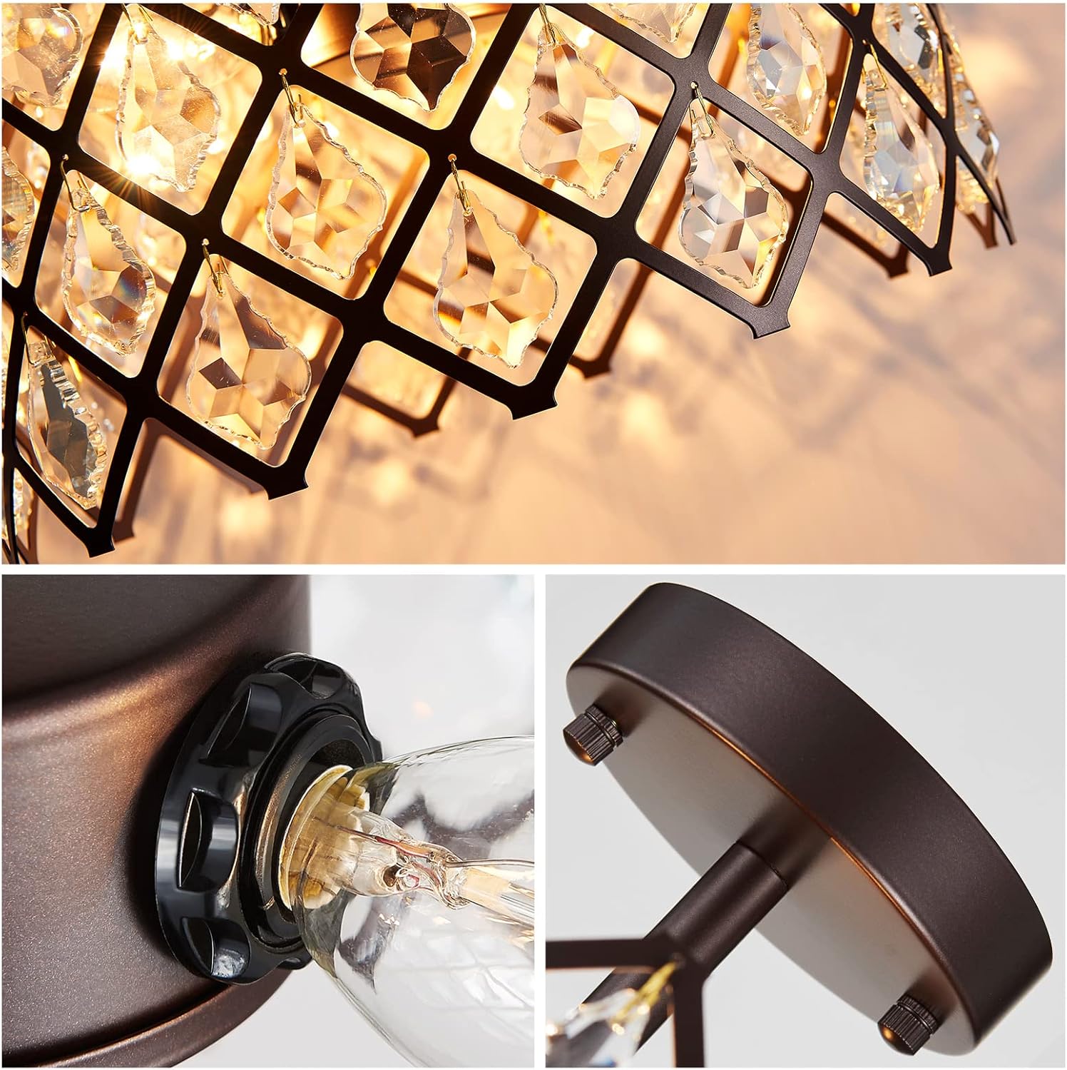 3-light ceiling light bronze hallway light metal, crystal kitchen light