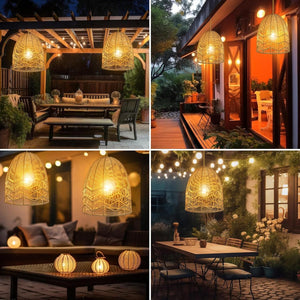 Dimmable hanging light matte pendant light plastic rattan lantern light