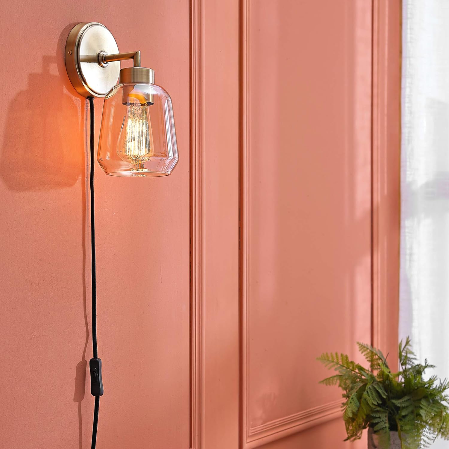 1-light bedroom light brass mounted light metal wall light