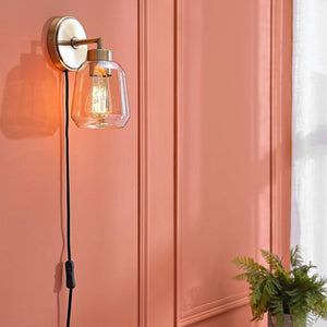 1-light bedroom light brass mounted light metal wall light