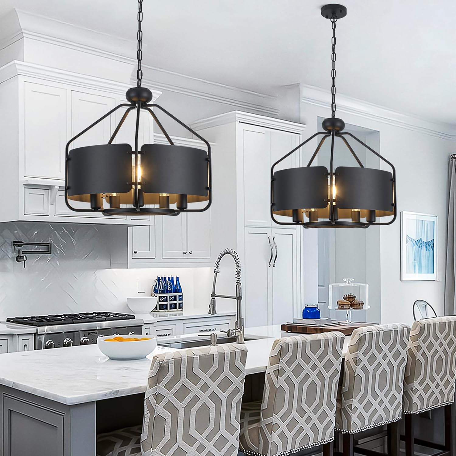 5 Light dining room light black kitchen island light metal pendant light