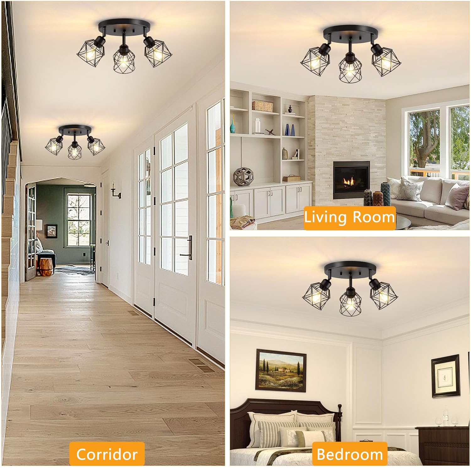 3-light kitchen light black ceiling light metal hallway light