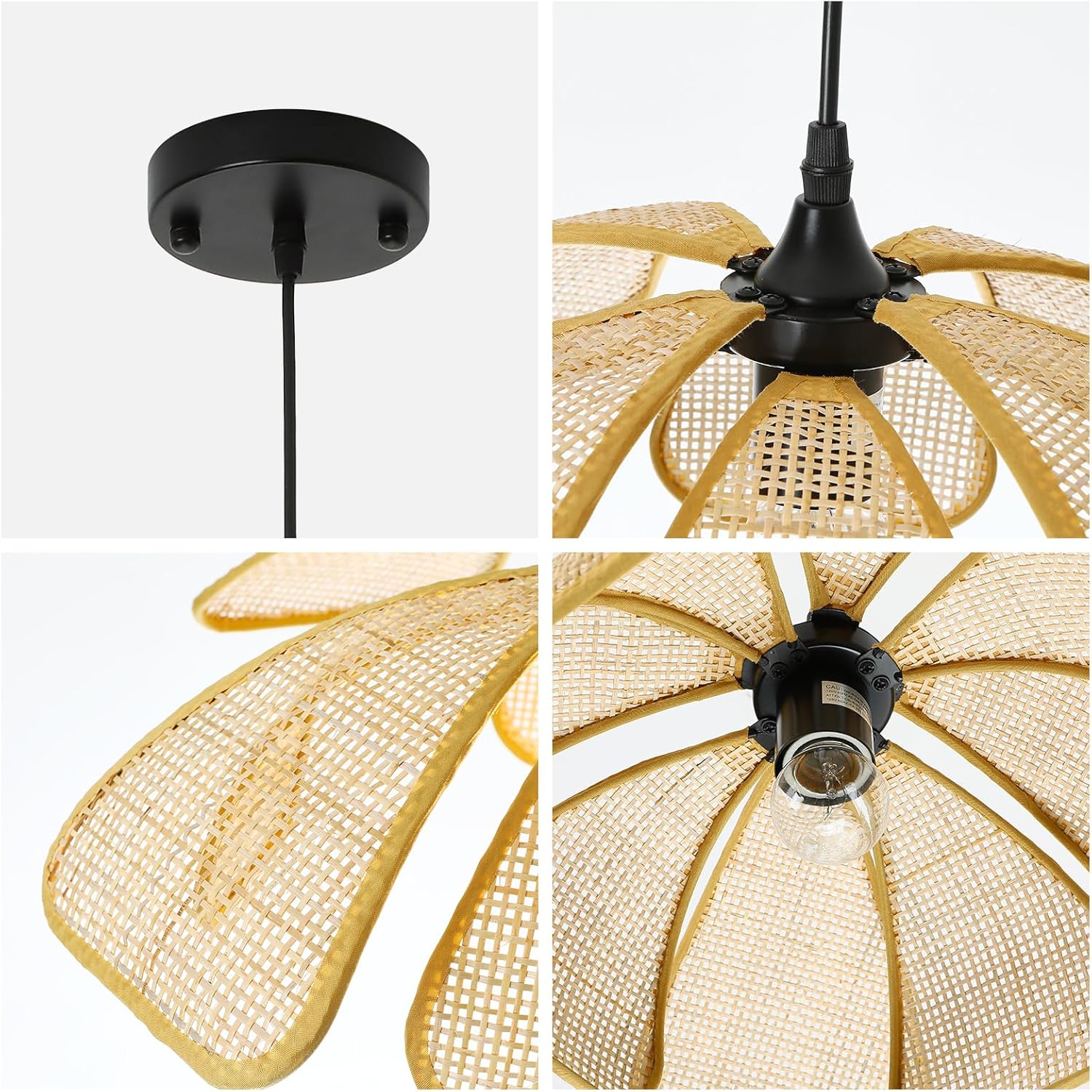 17 inch hand woven light rattan pendant light metal vintage light