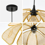 17 inch hand woven light rattan pendant light metal vintage light