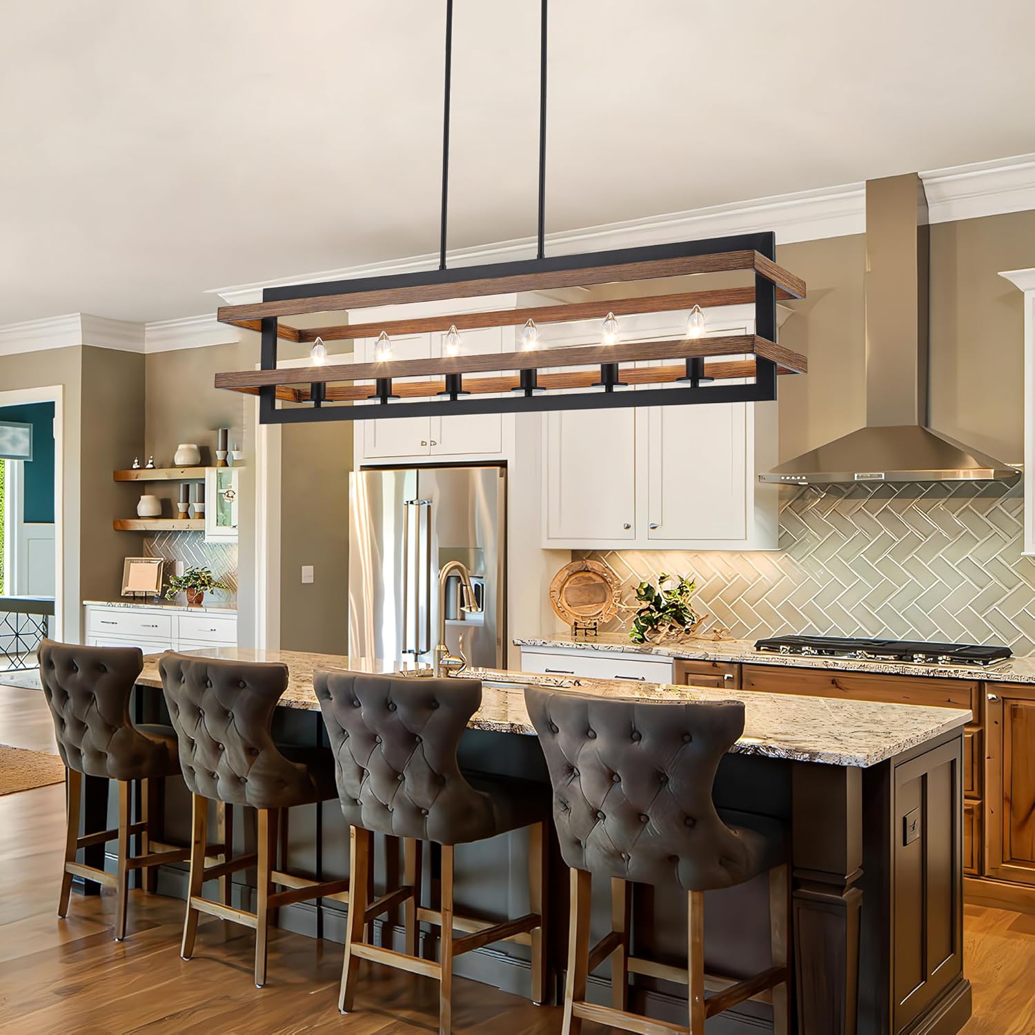 6-lights dining room light brown pendant lights metal chandelier light