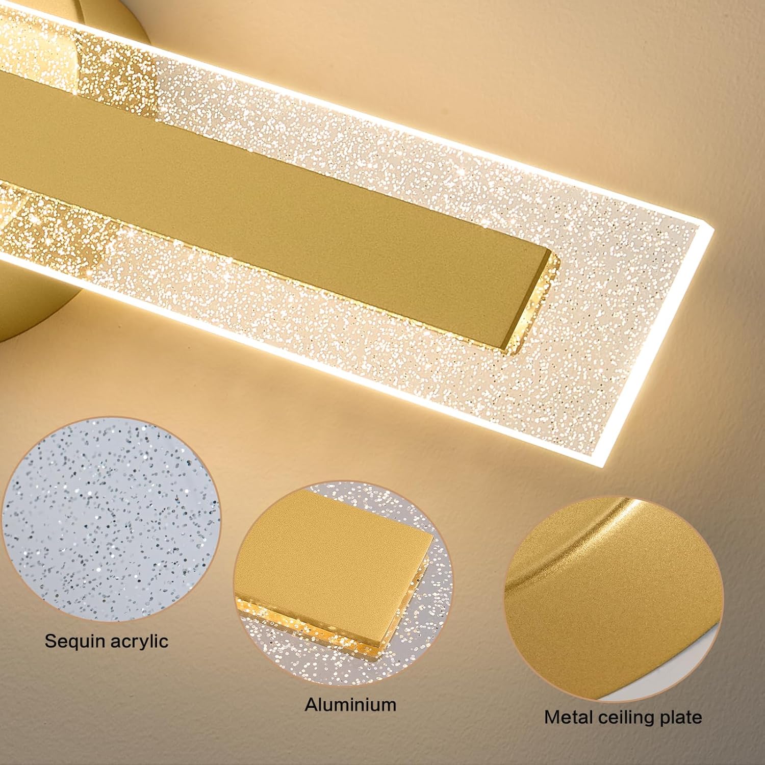 Led bedroom light gold wall light aluminum, metal hallway light