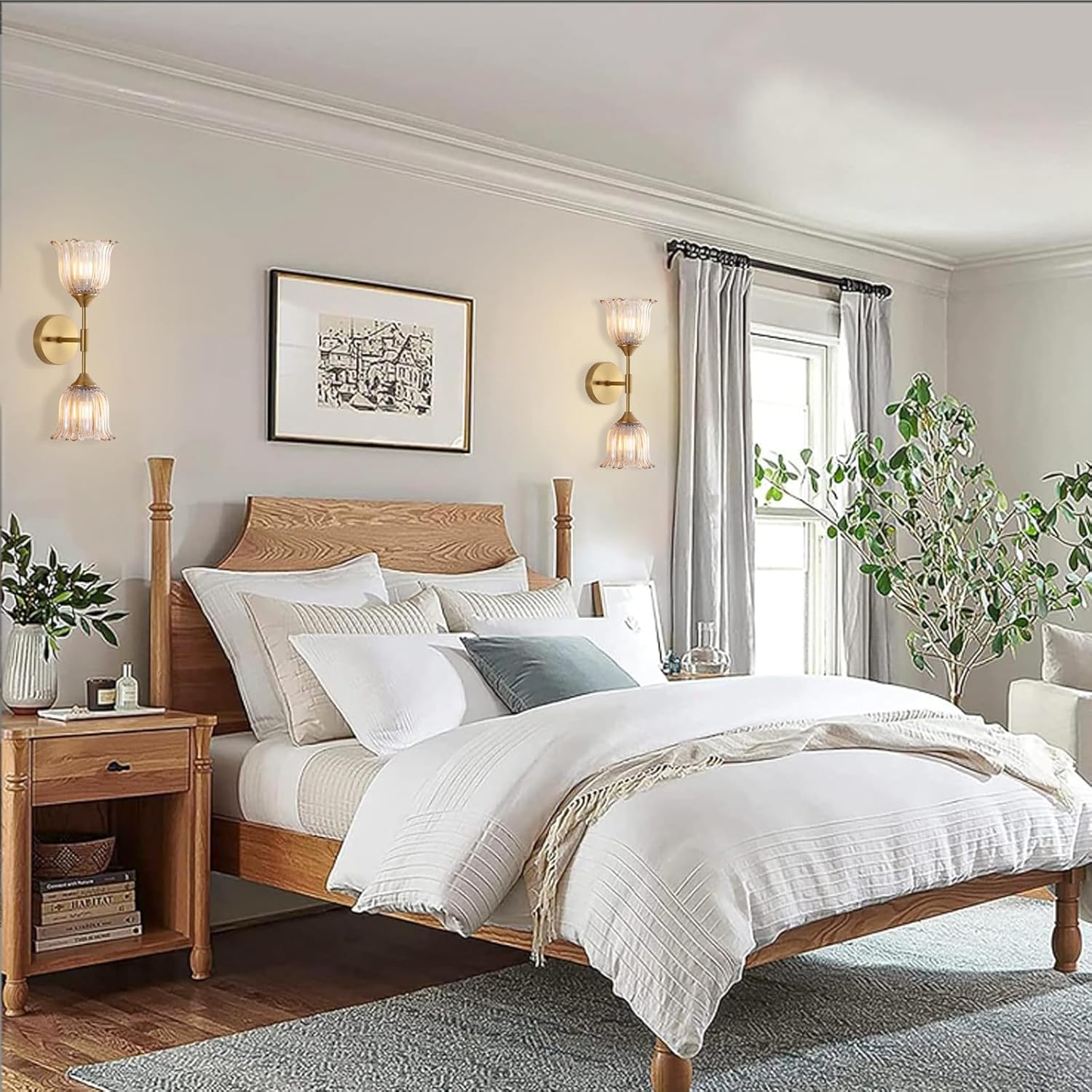 2-lights vanity light gold bedroom light glass, metal wall light